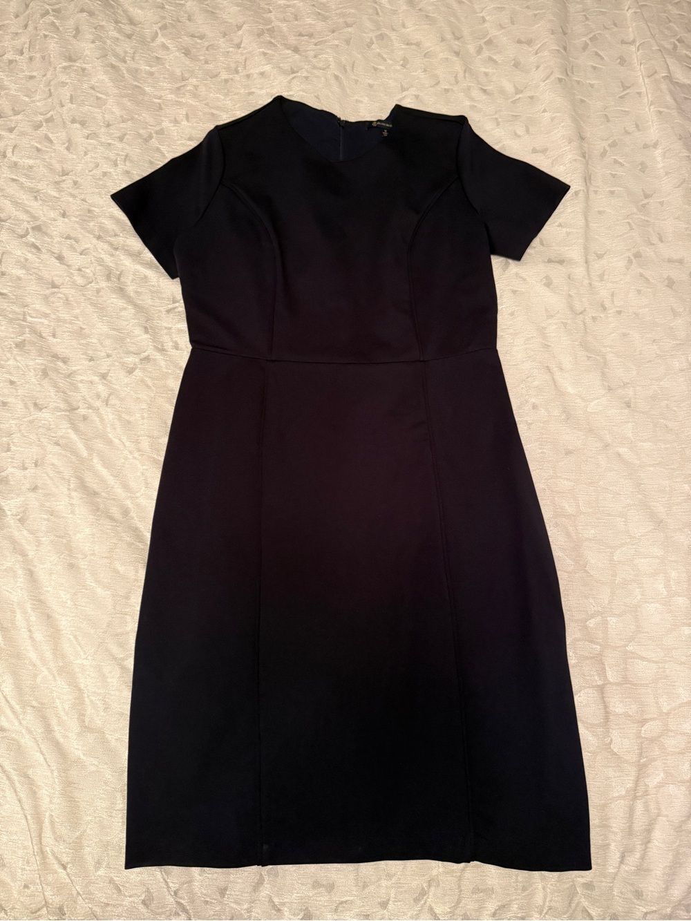 Like New, Brooks Brothers Black Short-Sleeve Midi Sheath Dress - Picture 1 of 5